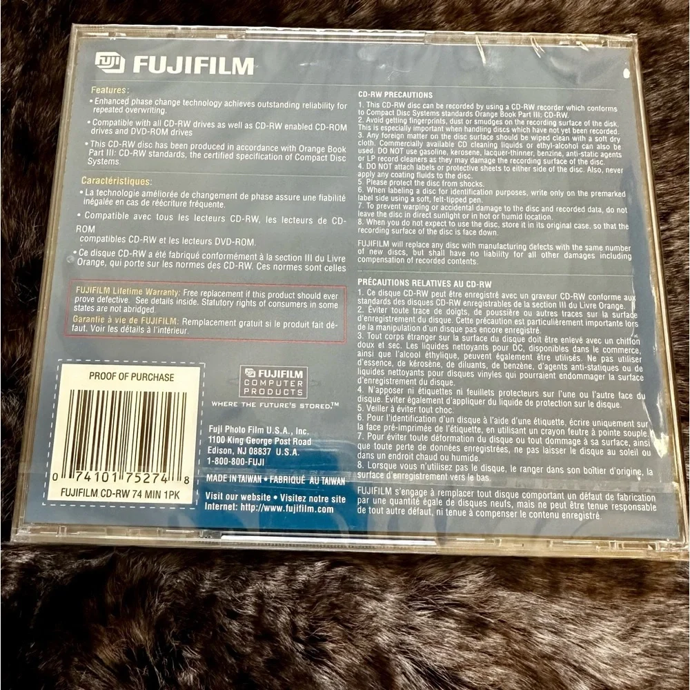 FujiFilm of 74-Minute • 650 MB CD-RW Compact Disc ReWritable Brand New & Sealed!